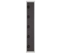 Vestiaire métal Team Color 5 casiers - 1 colonne L.30 cm - Corps Gris - Portes Anthracite