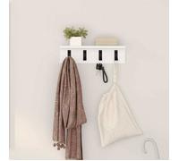 vidaXL Porte-manteau mural Blanc 40 x 10,5 x 10,5 cm Bois d'ingénierie, Rangement hall, support mural moderne pour manteaux, organisateur pratique, design compact pour gagner de la place