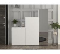 Vestiaire modulable 3 portes - Avec miroir - L160 cm - Blanc - TELEZA