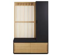 Vestiaire modulable 3 portes avec portant en bois de frêne gris anthracite L122 122x190x40cm Gris