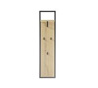 Vestiaire / panneau mural coloris chene / noir - Longueur 30 x hauteur 125 x profondeur 27 cm --