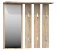 Vestiaire Porte-Manteau - OPAL - Chêne Sonoma - 6 Cintres - Miroir Pratique - Étagères Incluses