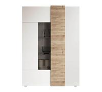 VESUVIO BLANC - Vitrine 2 Portes Laqué Blanc et Aspect Bois Finition Cadiz