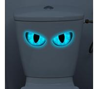 Vesvory Autocollant réfléchissant aux yeux verts pour toilettes - Sécurité nocturne - Warnin - Décoration imperméable pour abattant de toilette - Autocollant mural pour salle de bain (œil bleu)