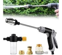 VETIXLO Pistolet Haute Pression pour Tuyau d'Arrosage, Pistolet Arrosage Haute Pression avec Réservoir à Mousse, 3 Raccords Métalliques, Nettoyeur Haute Pression Voiture Jardin Terrasse