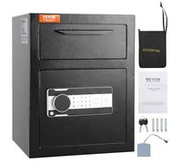 VEVOR Coffre-Fort avec Serrure Électronique 1,7 C Coffre-Fort de Dépôt en Acier Laminé à Froid Coffre-Fort à Trappe Déverrouillage par Mot de Passe 3-12 Chiffres et Clés pour Argent Document Domicile