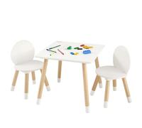 VEVOR 1 Table d’Enfant + 2 Chaises 500x500x437 mm et 282x282x480 mm Ensemble de Meuble d'enfant Plateau Facile à Nettoyer pour Étudier Manger Jouer Lire Crèche Garderie Chambre d’Enfants de 2 à 8 Ans