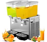 VEVOR 12L x 2 réservoirs Distributeur de boissons noir Distributeur de jus de fruits en acier inoxydable Distributeur de boissons à robinet pour usage commercial ou domestique