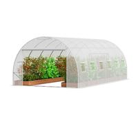 VEVOR Serre tunnel jardin 590×295×198 cm – Cadre en acier galvanisé, porte enroulable, PE blanche