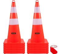 VEVOR Cône Signalisation 12 Pièces 73 cm, Plot de Chantier Orange en PVC, Cône de Sécurité avec Base Lestée et 2 Colliers Réfléchissants, pour Délimitation Stationnement d’Urgence en Route Parking