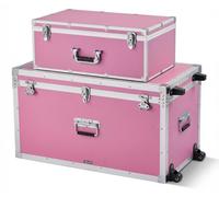 VEVOR 2 x valises de transport, coffres de rangement, caisses de rangement verrouillables, grande caisse de rangement avec roulettes et 3 poignées métalliques, coffre de transport avec couvercles pour