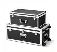 VEVOR 2 x valises de transport Valises de rangement Caisses de rangement Verrouillables, grande caisse de rangement avec roulettes et 3 poignées métalliques, valises de transport avec couvercles pour