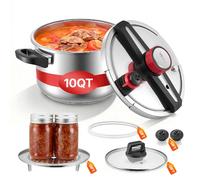 VEVOR Autocuiseur 9 L, Casserole Pression en Acier Inox, 3 Niveaux de Pression jusqu'à 100 kPa, avec Panier Cuisson et Couvercle en Verre Trempé, pour Viande Riz Soupes Sauces, Compatible Tous Feux