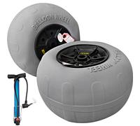 VEVR Roues de Ballon de Plage 2 x 33 cm Pneus Ballon Roues de Plage Capacité 55 kg Roue Ballon Basse Pression Traverser Plage Transporter sur Tous Les Terrains Sablonneux Camping Pêche & Jardinage