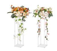 VEVOR 2PCS Support de Fleurs de Mariage 80 cm Porte-fleurs Centre de Table Mariage Stratifié Acrylique Vase Géométrique Présentoir Floral pour Réception d'Événements, Décoration de Fête à la Maison