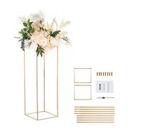VEVOR 2PCS Support de Fleurs de Mariage 80 cm Porte-fleurs Métal Doré Centre de Table Mariage Vase Géométrique Présentoir Floral Rectangulaire pour Réception Événements Décoration de Fête à la Maison