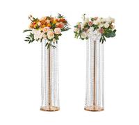 VEVOR 2PCS Support de Fleurs de Mariage 90 cm Porte-fleurs en Cristal Centre de Table Mariage Luxueux Vase Métal Doré Présentoir Floral pour Réception Événements Décoration de Fête à la Maison Hôtel