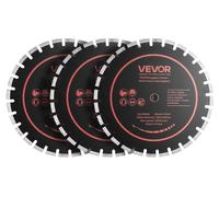 VEVOR, 3 disques de coupe diamantés de 410 mm, lames de scie diamantées avec un alésage de 25,4 mm et une hauteur de segment de 12,5 mm, vitesse maximale de 3600 tr/min. Disques diamantés pour découpe