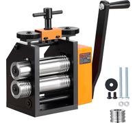 VEVOR 3 en 1 Machine à laminer manuelle 75 mm Laminoir combiné, Laminoir manuel Laminoir à bijoux Epaisseur réglable de 0,03 à 6,5 mm, Machine à laminer manuelle pour platine / or K / laiton