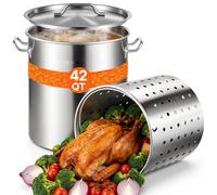 VEVOR 39,7L Marmite en Inox Faitout avec Couvercle Poignée et Passoire Grand Pot