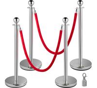 VEVOR 4 x système de guidage de personnes Poteau de délimitation Chrome