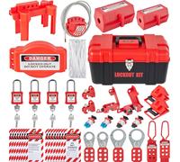 VEVOR 42-pièces Lockout-Tagout-Kits,kit de loterie de sécurité électrique,contient des cadenas,5 types de lockouts,des moraillons,des pendentifs et des attaches de câble,boîte,outils de sécurité de lo
