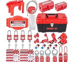 VEVOR 42-pièces Lockout-Tagout-Kits,kit de loterie de sécurité électrique,contient des cadenas,5 types de lockouts,des moraillons,des pendentifs et des attaches de câble,boîte,outils de sécurité de lo