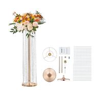 VEVOR 4PCS Support de Fleurs de Mariage 90 cm Porte-Fleurs en Cristal Centre de Table Mariage Luxueux Vase Métal Doré Présentoir Floral pour Réception Événements Décoration de Fête à la Maison Hôtel