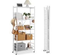 VEVOR 5 étages, étagères pliables avec roulettes, 36 x 81 x 183 cm, étagère pliable pour charges lourdes, étagère sur pied sans montage, étagère ménagère, étagère de cuisine, étagère métallique pour g