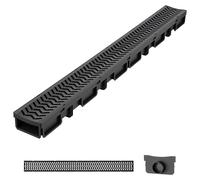 VEVOR, 5 pièces. Gouttière de drainage pour sol, en plastique, dimensions 1005x103x62 mm, gouttière pour terrasse avec grille et bouchons d'extrémité, capacité de charge de 1,5 tonne, débit maximal de