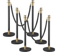 VEVOR 6 pièces 90 cm de hauteur Bandes de délimitation Système de guidage des personnes Poteaux de délimitation, 1,5 m de longueur de câble Poteaux de délimitation en acier pour banques, aéroports, st