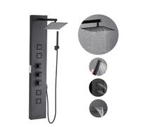 VEVOR Colonne de douche avec pommeau de douche effet pluie, système de panneau de douchette mural en acier inox brossé, robinet 4 fonctions, avec 4 jets corporels, douchette à main et bec de baignoire