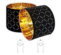 VEVOR Abat-jour tambour, 2 pcs, 33 x 33 x 25 cm, abat-jour de remplacement moyen avec harpe, housse pour lampes de table, lampadaires et suspensions, assemblage facile, design creux en diamant noir