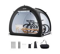 VEVOR Abri à Vélo pour 4-5 Vélos Tente de Rangement Spacieuse Étanche Forme d'Éventail, Fenêtre Ventilée, Poteaux en Fibre de Verre, Double Porte, Double Fermeture Éclair, Tissu Oxford, pour Extérieur