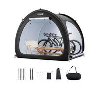 VEVOR Abri à Vélo pour 4-5 Vélos Tente de Rangement Spacieuse Étanche Forme d'Éventail, Fenêtre Ventilée, Poteaux en Fibre de Verre, Double Porte, Double Fermeture Éclair, Tissu Oxford, pour Extérieur