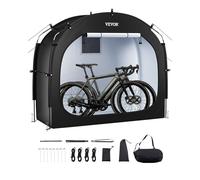 VEVOR Abri à Vélo pour 1-2 Vélos Tente de Rangement Spacieuse Étanche, Fenêtre Ventilée, Poteaux Fibre de Verre, Double Fermeture Éclair, Tissu Oxford, Porte Simple, Facile à Installer, pour Extérieur