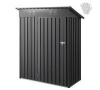 VEVOR Abri de Jardin en Métal, 153,3 x 87,6 cm, Abri de Rangement d'Extérieur, avec Porte Verrouillable, Toit en Pente, Cabine de Jardin, pour Stockage d'Outils, de Vélos, Étagères, Poubelles, Gris