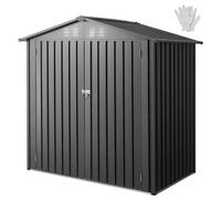 VEVOR Abri de Jardin en Métal, 186 x 121 cm, Abri de Rangement Extérieur, avec Portes Verrouillables, Cabine de Jardin à Toit Pointu, pour Stockage d'Outils, de Vélos, d'Étagères, de Poubelles, Gris