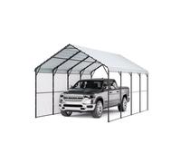 VEVOR Abri de voiture en métal robuste, 3,6 x 6 m, abri de garage extérieur avec cadre et toit en acier galvanisé, auvent pour voiture multi-usage avec parois latérales amovibles, pour pick-up, bateau