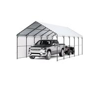 VEVOR Abri de voiture en métal robuste, 4 x 8 m, abri de garage extérieur avec cadre et toit en acier galvanisé, auvent pour voiture multi-usage avec parois latérales amovibles, pour pick-up, bateau