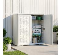 VEVOR Abri Jardin Résine 0,23 m³ Armoire Rangement Extérieur Étanche Blanc pour Garage Terrasse, Stockage Tondeuse et Outils Accessoires Jardinage, avec Étagère Réglable, Portes Verrouillables, Fond