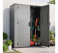 VEVOR Abri Jardin Résine 1,67 m³ Armoire Rangement Extérieur Étanche Gris | Pour Garage Terrasse, Stockage de Tondeuse et Outils Accessoires de Jardinage, Spacieux, avec Portes Verrouillables, Fond