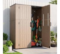 VEVOR Abri Jardin Résine 1,67 m³ Armoire Rangement Extérieur Étanche Marron | Pour Garage Terrasse, Stockage de Tondeuse et Outils Accessoires de Jardinage, Spacieux, avec Portes Verrouillables, Fond