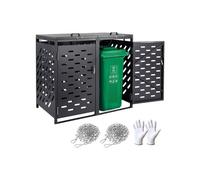VEVOR Abri pour poubelles, 2 x 240 L, rangement pour poubelles horizontal, avec couvercle à chaîne, boîte de rangement à poubelles d'extérieur, étanche et verrouillable, pour jardin, cour et terrasse