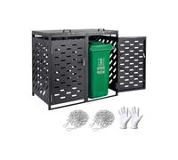 VEVOR Abri pour poubelles, 2 x 240 L, Rangement pour poubelles Horizontal, avec Couvercle à chaîne, boîte de Rangement à poubelles d'extérieur, étanche et verrouillable, pour Jardin, Cour et terrasse