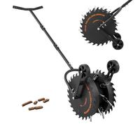 VEVOR Aérateur de Gazon Manuel à Carottage 42 cm Rouleau Aérateur de Pelouse avec Dents Anti-colmatage pour Décompactage du Sol de Jardin, Antirouille, avec Roues, Manche Ajustable et Tambour Lestable