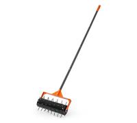 VEVOR Aérateur de Pelouse Roulant 41 cm Aérateur de Gazon Manuel à Pousser Outil d'Aération de Terrasse pour Sols Compactés dans Jardin Cour, avec 42 Pointes 5,5 cm, Manche Long, Rouleau Remplissable