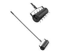 VEVOR Aérateur de Pelouse Roulant, 457,2 mm, Aérateur de Gazon Manuel Robuste avec Poignée Amovible, 27 Pointes en Fer, Outil d'Aération de Terrasse Roulant pour Jardin, Cour, Pelouses Compactés, Noir