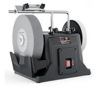 VEVOR Affûteuse à Eau 200 W 120 tr/min Touret d'Affûtage Humide ou Sec | Pour Couteaux Ciseaux à Bois, avec Meule à Eau 254 mm, Disque de Démorfilage Cuir 203 mm, Bac Refroidissement, Guide d'Angle