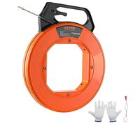 VEVOR Aiguille Électricien 30,5 m Tire Fils Électrique en Fibre de Verre Extracteur Tirage Fil Câble Flexible 4,5 mm avec Boîtier Poignée Gants robustes pour Murs Conduits Électriques Non Conducteur